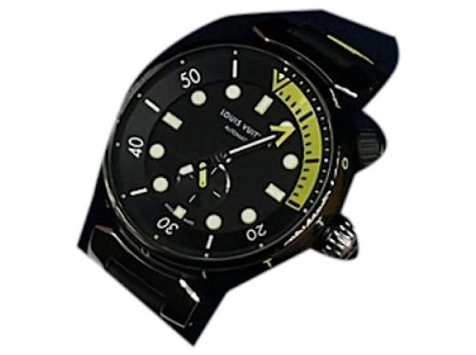 Louis Vuitton Tambour Uhr aus schwarzem Stahl - Ansicht 2