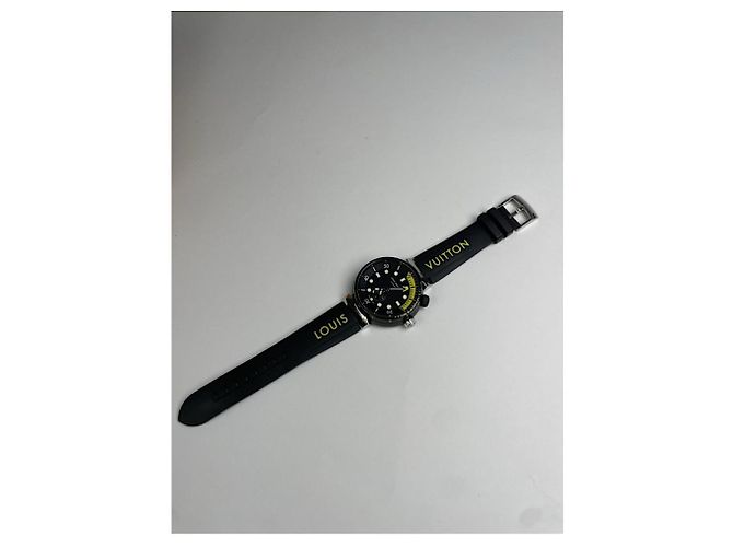 Louis Vuitton Tambour Uhr aus schwarzem Stahl - Ansicht 5