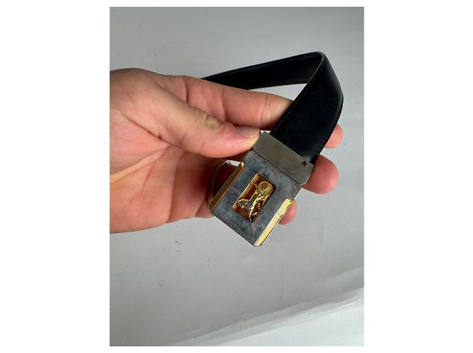Céline Vintage Celine Paris Triomphe Ledergürtel Schwarz - Ansicht 10