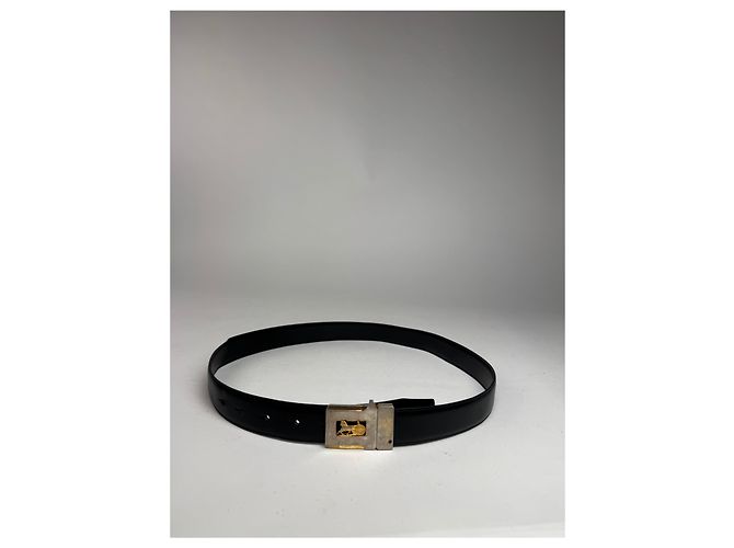 Céline Vintage Celine Paris Triomphe Ledergürtel Schwarz - Ansicht 5