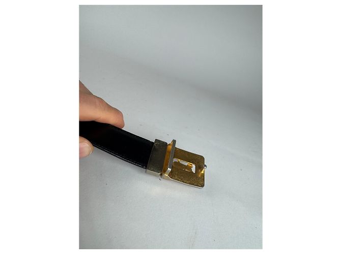 Céline Vintage Celine Paris Triomphe Ledergürtel Schwarz - Ansicht 6