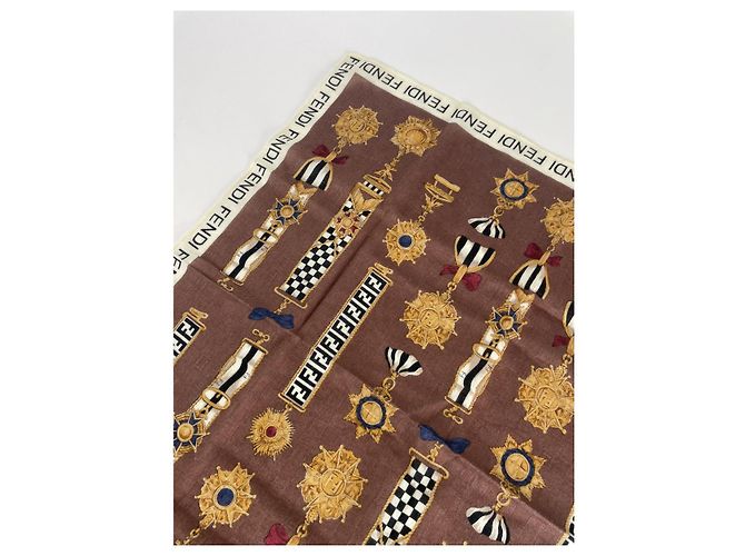 Sciarpa di seta marrone Fendi - vista 3