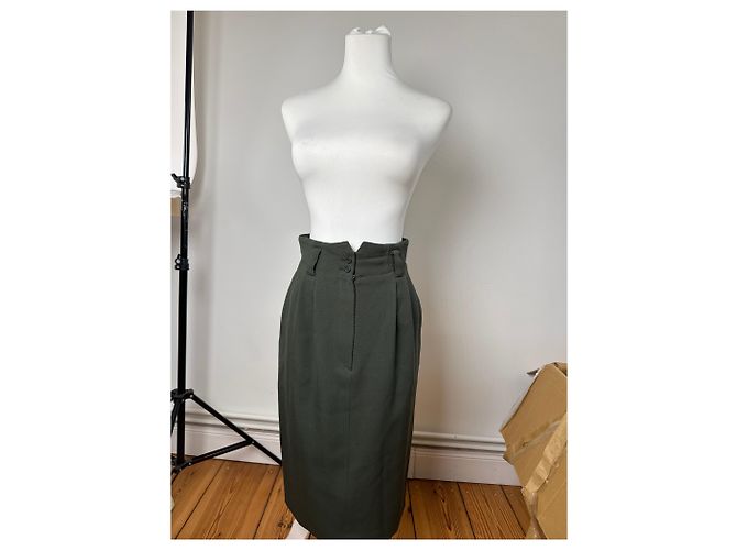 Gonna in lana vintage Dior verde M - vista 8