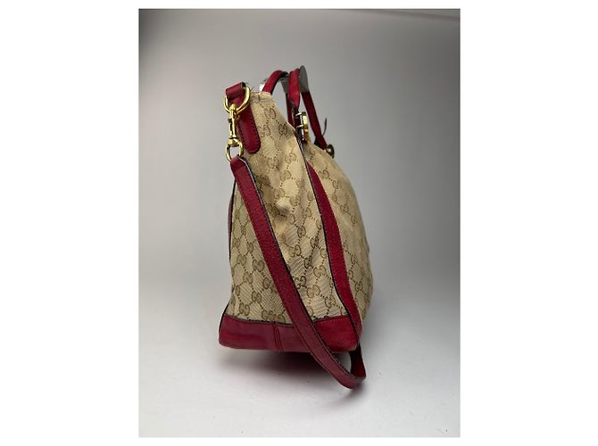 Vintage 2Way Gucci Monogramm Tasche beige rot - Ansicht 10