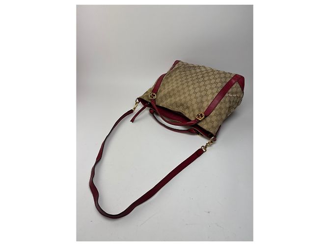 Vintage 2Way Gucci Monogramm Tasche beige rot - Ansicht 11