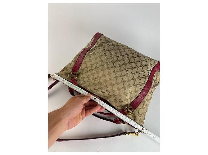 Vintage 2Way Gucci Monogramm Tasche beige rot - Ansicht 13