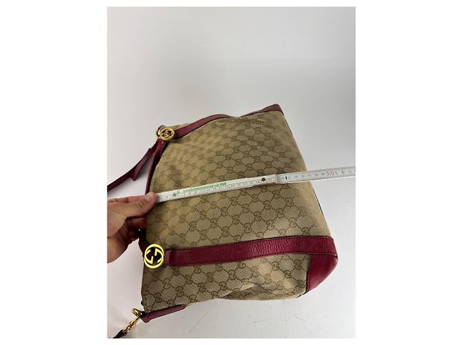 Vintage 2Way Gucci Monogramm Tasche beige rot - Ansicht 14