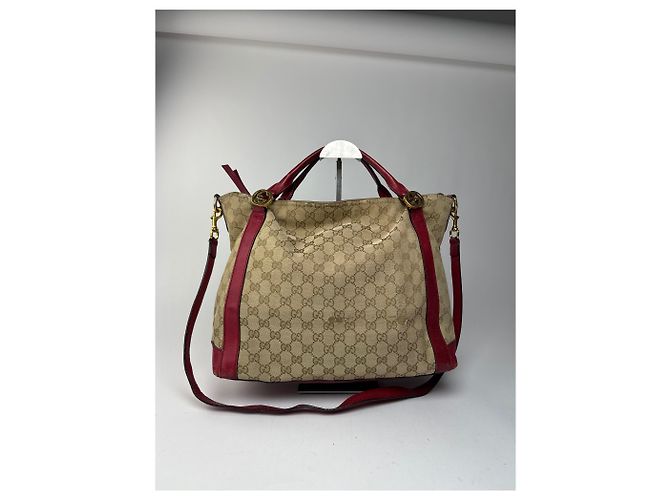 Vintage 2Way Gucci Monogramm Tasche beige rot - Ansicht 2