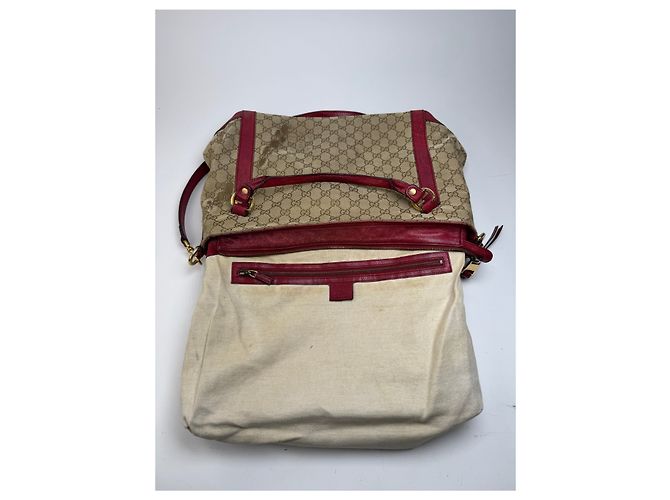 Vintage 2Way Gucci Monogramm Tasche beige rot - Ansicht 3
