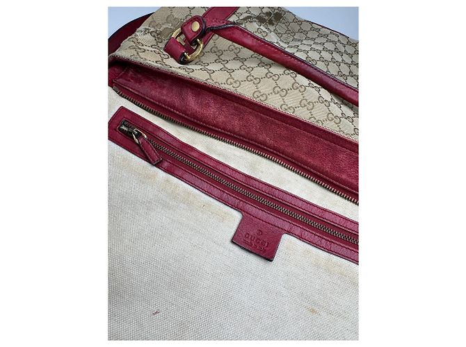 Vintage 2Way Gucci Monogramm Tasche beige rot - Ansicht 5