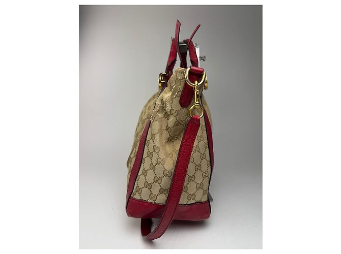 Vintage 2Way Gucci Monogramm Tasche beige rot - Ansicht 9