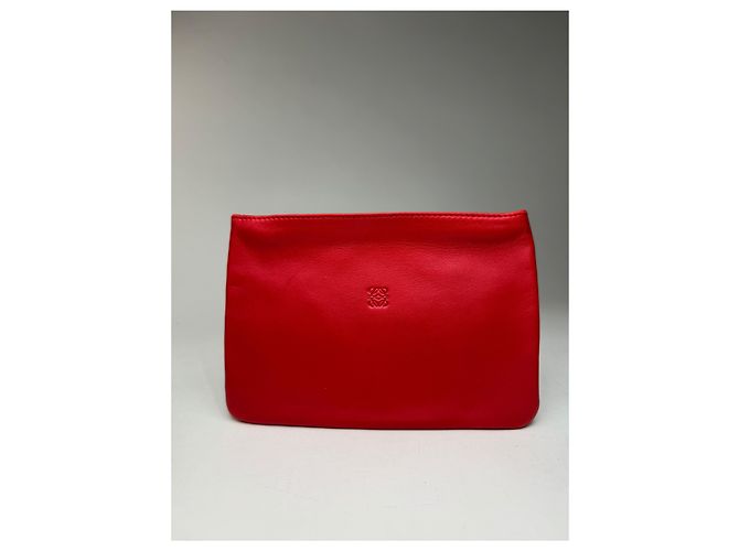 Clutch in pelle Loewe Anagram vintage rossa Rosso - vista 11