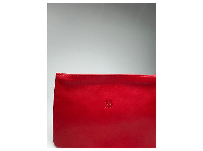 Clutch in pelle Loewe Anagram vintage rossa Rosso - vista 3