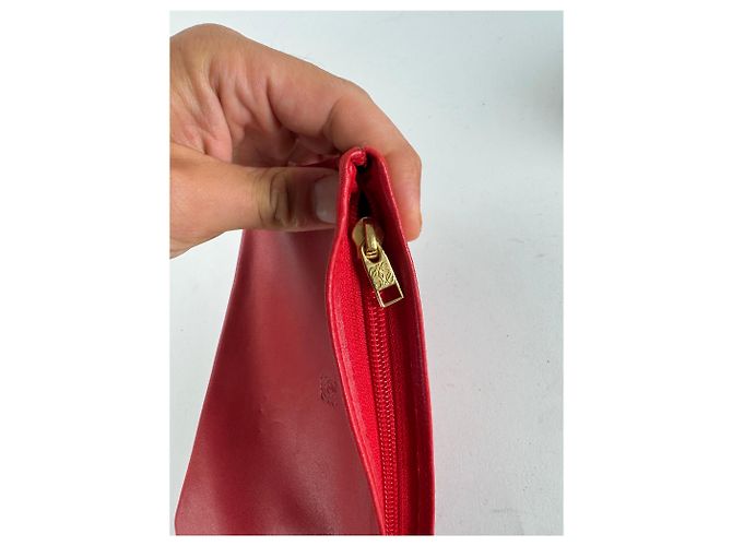 Clutch in pelle Loewe Anagram vintage rossa Rosso - vista 4
