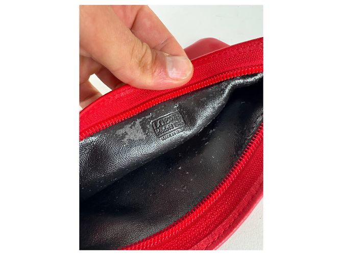 Clutch in pelle Loewe Anagram vintage rossa Rosso - vista 6