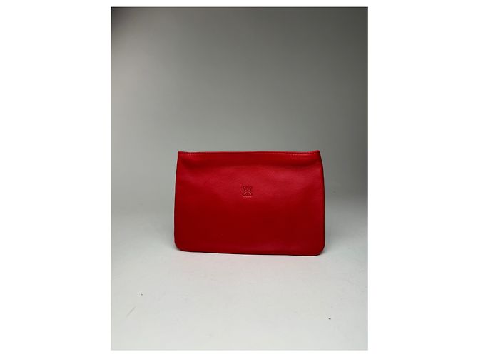 Clutch in pelle Loewe Anagram vintage rossa Rosso - vista 8