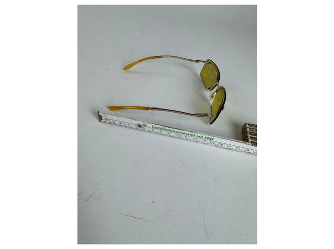 Céline Vintage Celine Paris rahmenlose Sonnenbrille Gelb - Ansicht 12