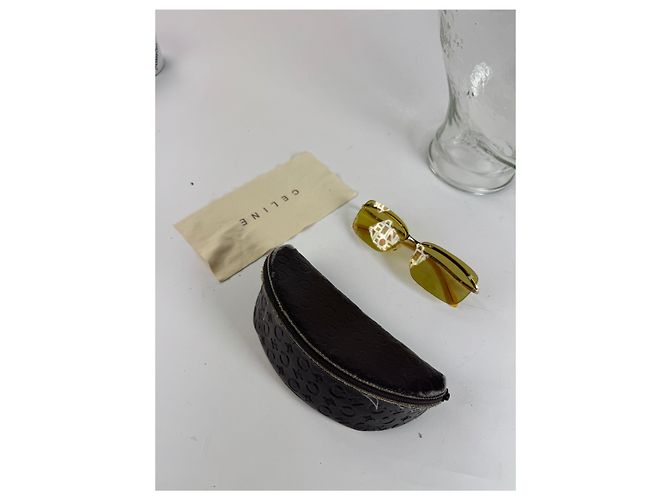 Céline Vintage Celine Paris rahmenlose Sonnenbrille Gelb - Ansicht 15