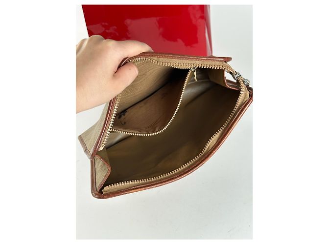 Triomphe Céline Clutch in pelle beige vintage Celine Paris - vista 3