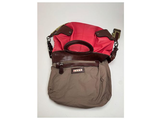 Vintage 2-Wege Marni Tasche rot braun - Ansicht 3