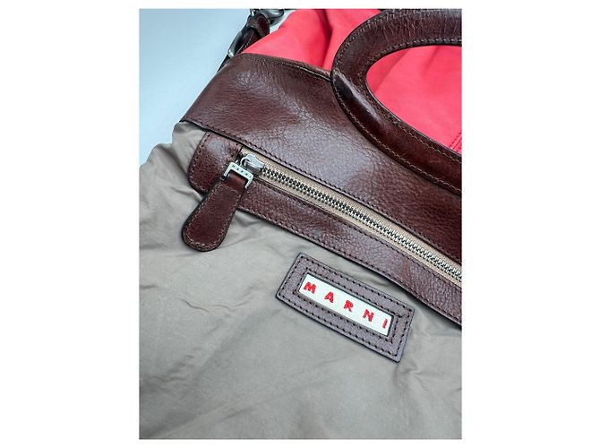 Vintage 2-Wege Marni Tasche rot braun - Ansicht 4