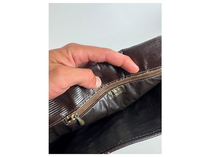 Vintage Fendi FF Monogramm Leder-Canvas-Tasche Braun - Ansicht 3