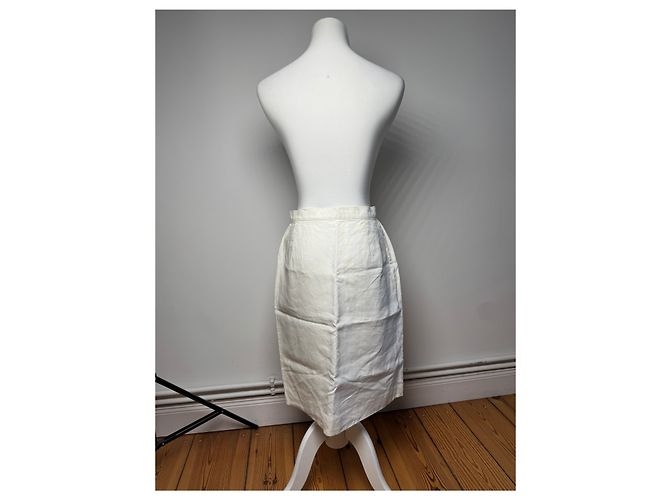 Falda vintage Dior blanca M Blanco - vista 3