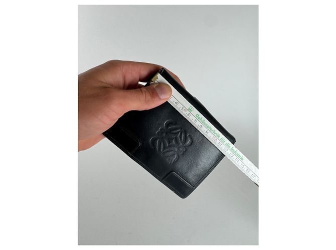 Vintage Loewe Anagram Leather wallet black - view 9