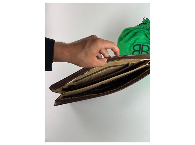 Clutch in pelle vintage Balenciaga marrone Arancione - vista 11