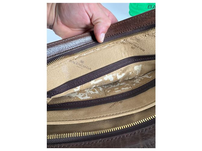Clutch in pelle vintage Balenciaga marrone Arancione - vista 12