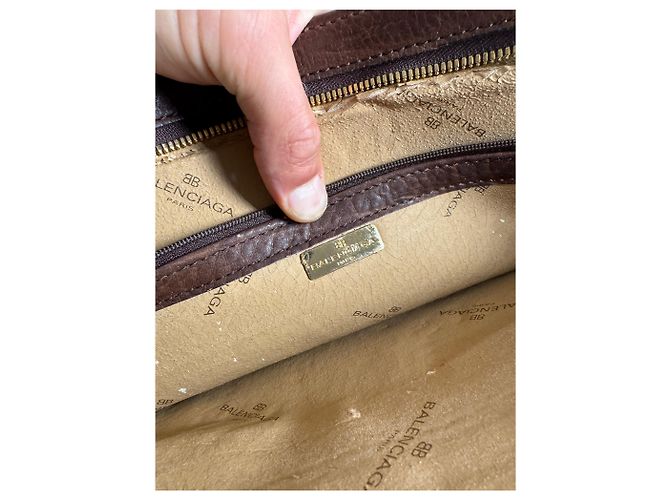 Clutch in pelle vintage Balenciaga marrone Arancione - vista 13