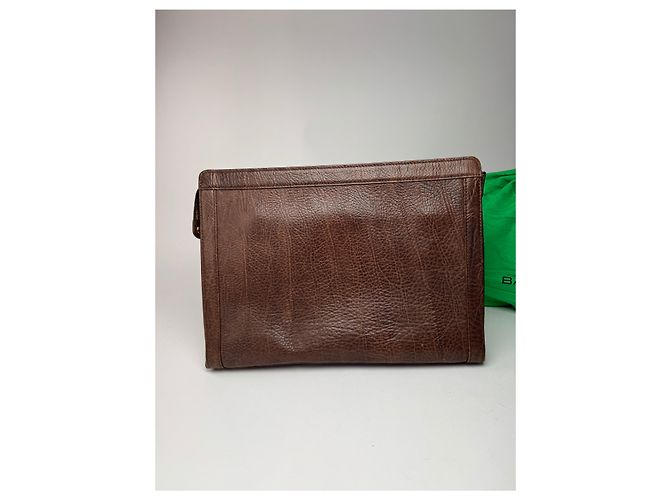 Clutch in pelle vintage Balenciaga marrone Arancione - vista 15