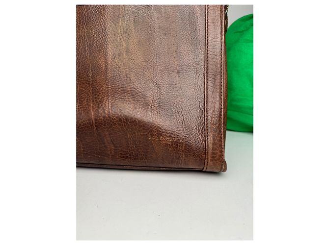 Clutch in pelle vintage Balenciaga marrone Arancione - vista 4