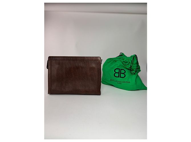 Clutch in pelle vintage Balenciaga marrone Arancione - vista 5