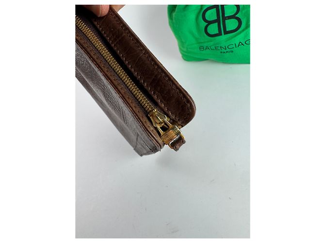 Clutch in pelle vintage Balenciaga marrone Arancione - vista 6