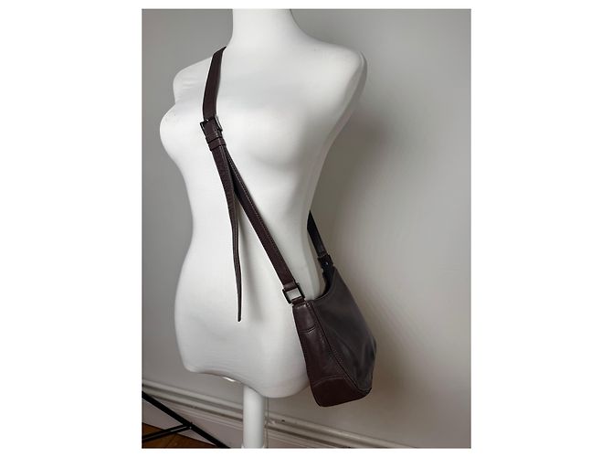Vintage Issey Miyake Ledertasche braun Lila - Ansicht 7