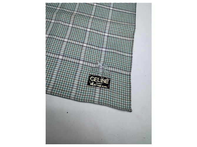 Céline Vintage Celine Karoschal grau weiß Grün - vista 2