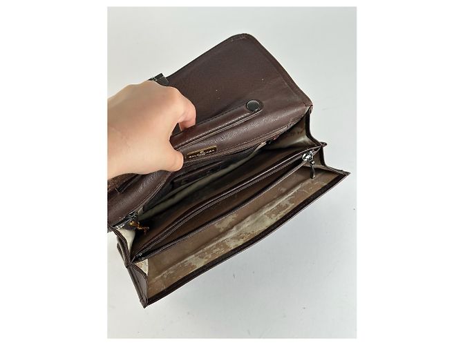 Clutch in pelle vintage Balenciaga marrone - vista 10