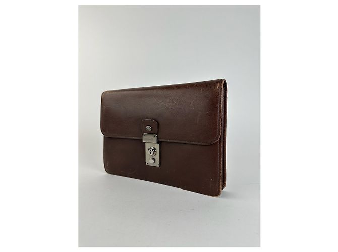 Clutch in pelle vintage Balenciaga marrone - vista 11