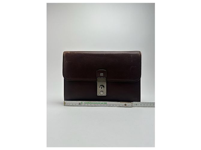Clutch in pelle vintage Balenciaga marrone - vista 14