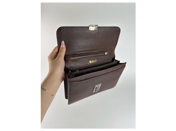 Clutch in pelle vintage Balenciaga marrone - vista 6