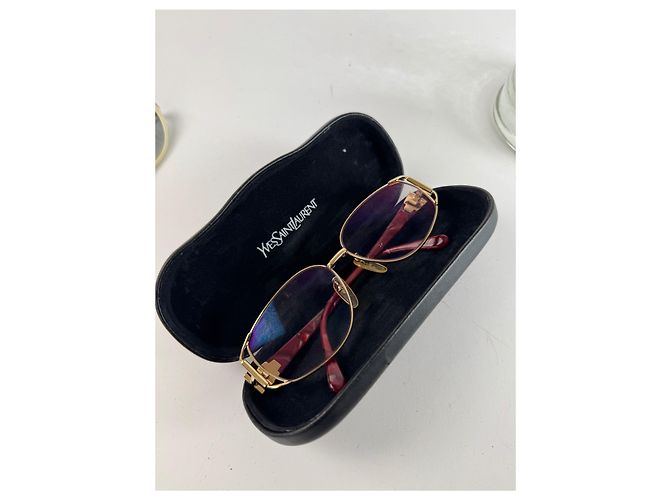 Occhiali da sole vintage Yves Saint Laurent rosso oro - vista 14