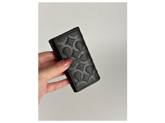 Vintage Coach Leather Monogram Key Holder black - view 7