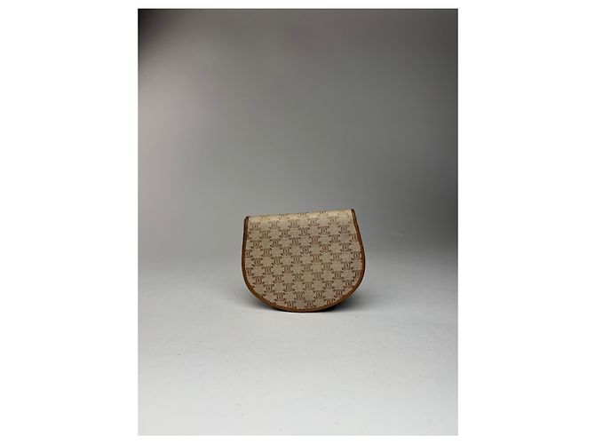 Céline Vintage Celine Triomphe Leather wallet beige brown - view 12