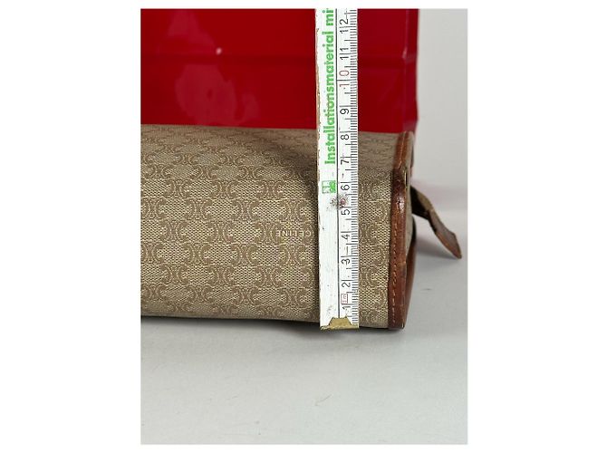 Triomphe Céline Clutch in pelle vintage Celine Paris nera Beige - vista 9