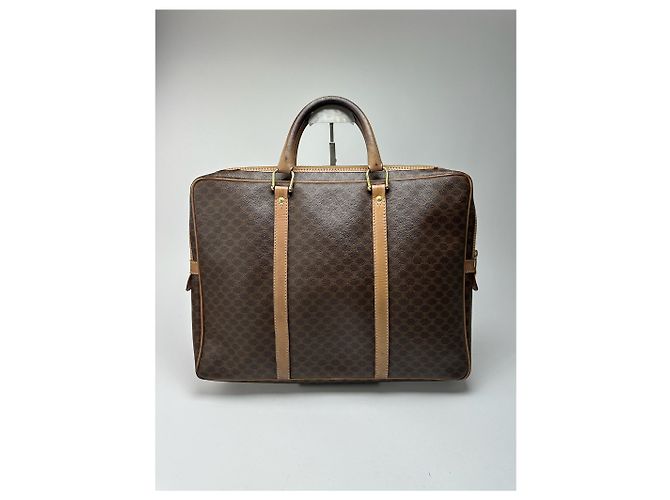 Triomphe Céline Valigia in pelle monogramma vintage Celine Paris marrone - vista 2