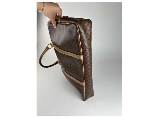 Triomphe Céline Valigia in pelle monogramma vintage Celine Paris marrone - vista 3