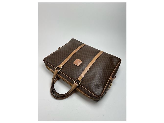 Triomphe Céline Valigia in pelle monogramma vintage Celine Paris marrone - vista 7
