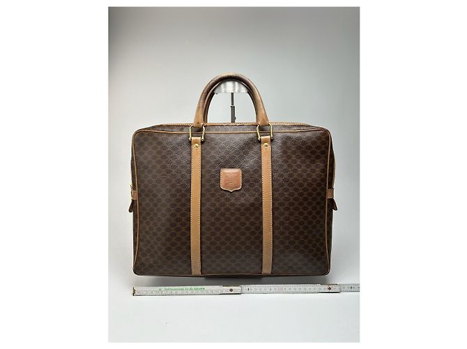 Triomphe Céline Valigia in pelle monogramma vintage Celine Paris marrone - vista 9