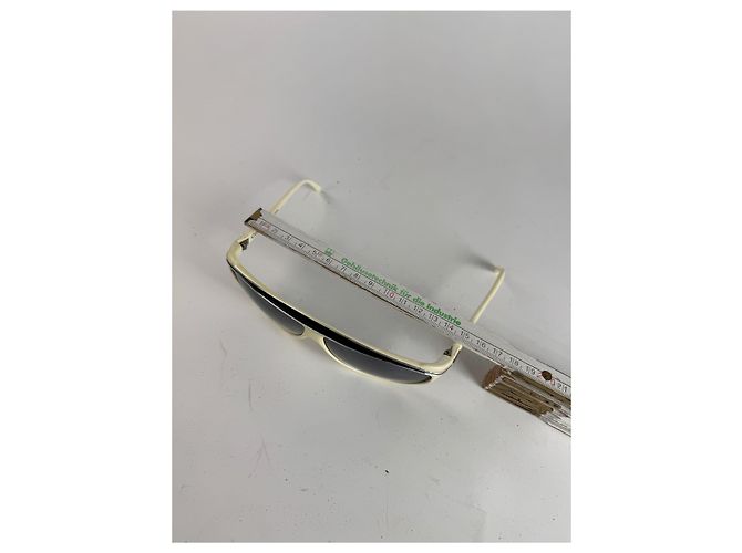Occhiali da sole vintage Courreges bianchi e argentati Bianco - vista 12